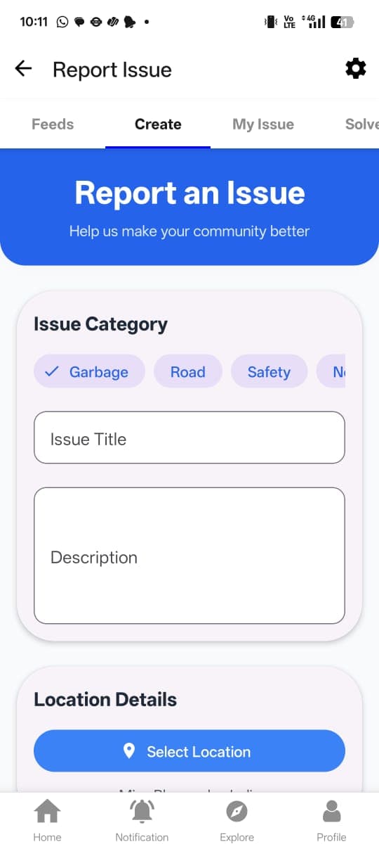 Create Issue Form